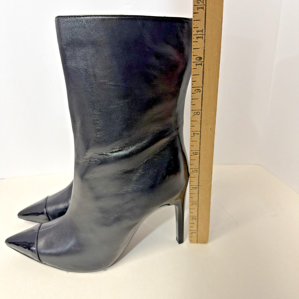 Nine West Women's Winner Boot Mid Calf Black Patent Toe Stiletto Heel Sz 9.5 NIB - Picture 4 of 7
